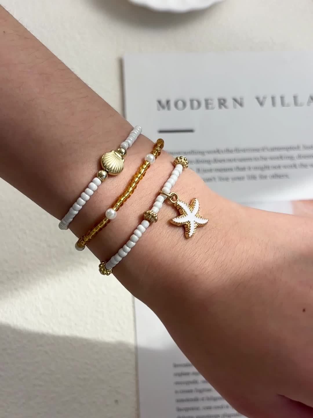 3pcs Ocean Elements Bracelet Set with Starfish and Shell Pendants